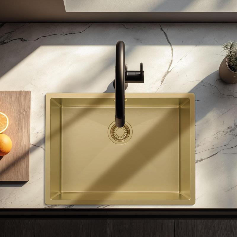 Pure.Sink Luxion Lavello dorato 55x40 cm sottopiano, incasso a filo e da appoggio PLX5540-60