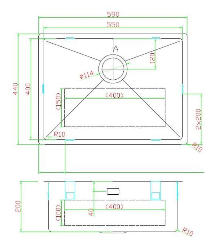 Pure.Sink Luxion Lavello dorato 55x40 cm sottopiano, incasso a filo e da appoggio PLX5540-60