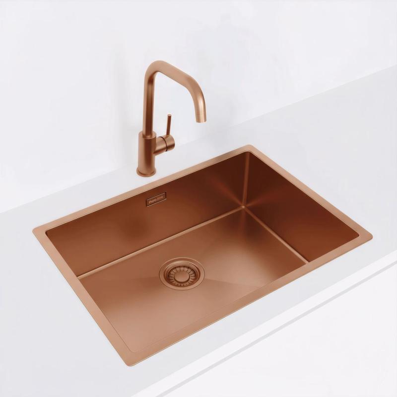 Pure.Sink Luxion Lavello in rame 55x40 cm sottopiano, incasso a filo e da appoggio PLX5540-62