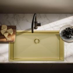 Pure.Sink Luxion Grande lavello dorato 74x40 cm sottopiano, incasso a filo e da appoggio PLX7440-60