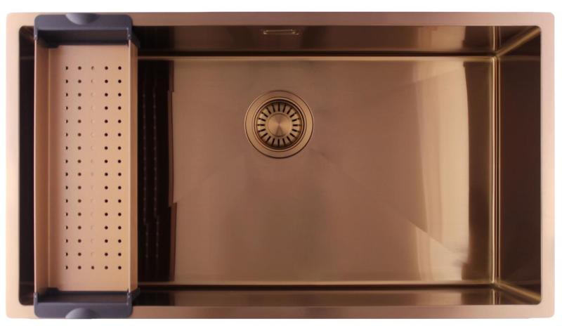 Pure.Sink Luxion Grande lavello in rame 74x40 cm sottopiano, incasso a filo e da appoggio PLX7440-62