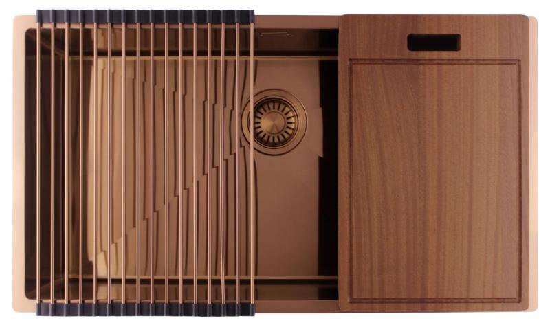 Pure.Sink Luxion Grande lavello in rame 74x40 cm sottopiano, incasso a filo e da appoggio PLX7440-62