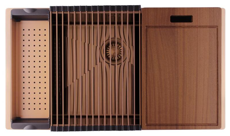 Pure.Sink Luxion Grande lavello in rame 74x40 cm sottopiano, incasso a filo e da appoggio PLX7440-62