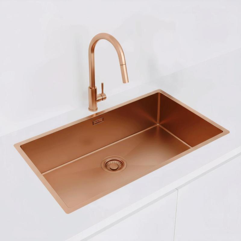 Pure.Sink Luxion Grande lavello in rame 74x40 cm sottopiano, incasso a filo e da appoggio PLX7440-62