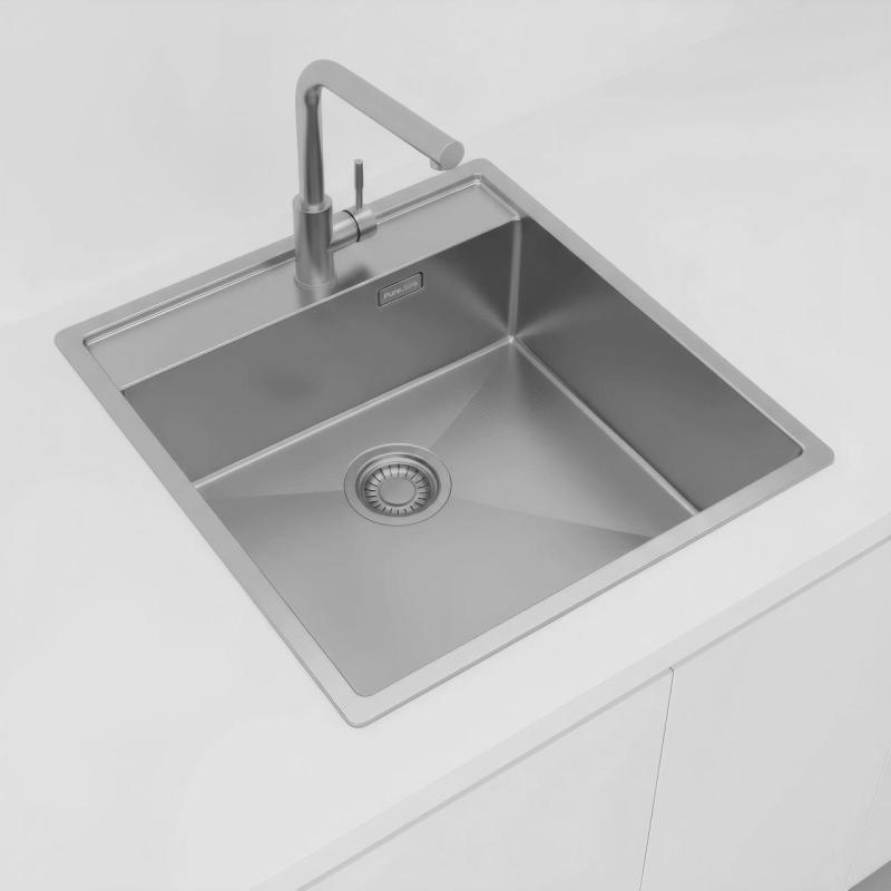 Pure.Sink Luxion Lavello in acciaio inox 51x50 cm Tapwing con foro per rubinetto PLX5150T-02