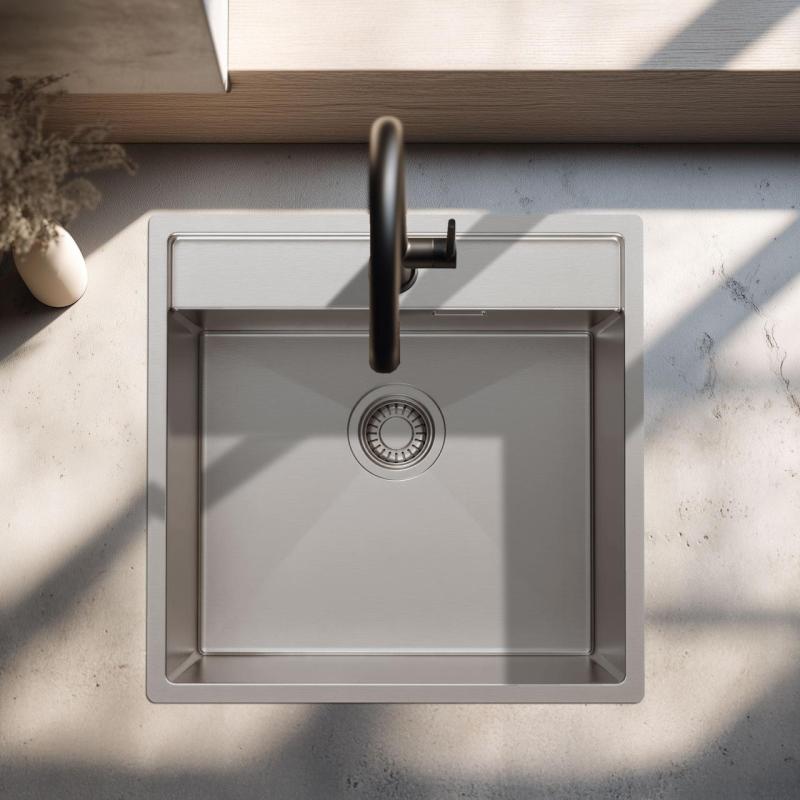 Pure.Sink Luxion Lavello in acciaio inox 51x50 cm Tapwing con foro per rubinetto PLX5150T-02