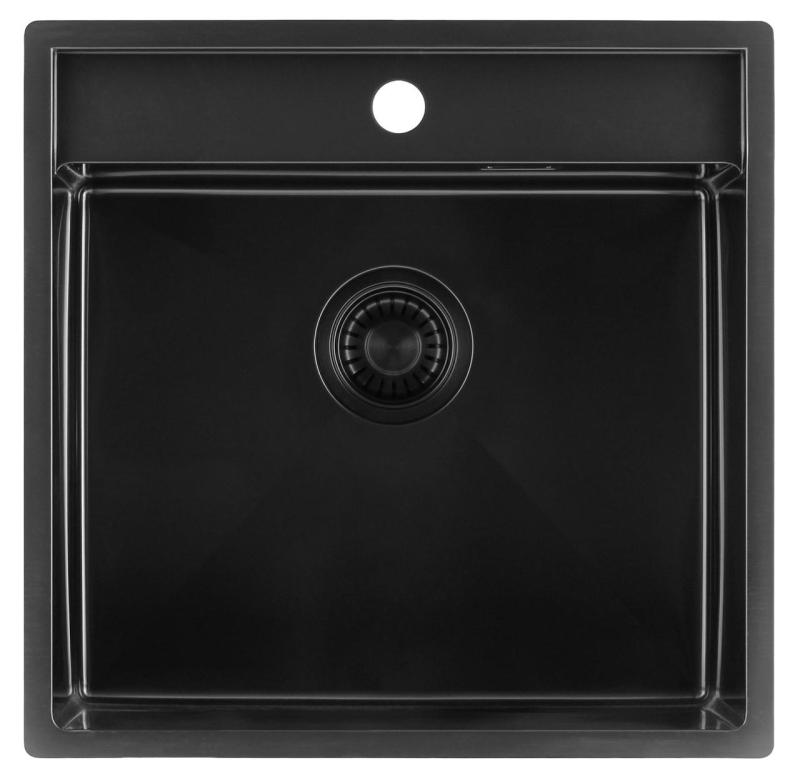 Pure.Sink Luxion PVD Lavello nero 51x50 cm Tapwing con foro per rubinetto PLX5150T-63