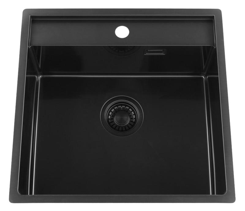 Pure.Sink Luxion PVD Lavello nero 51x50 cm Tapwing con foro per rubinetto PLX5150T-63