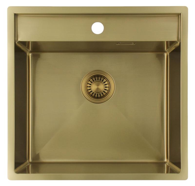 Pure.Sink Luxion Lavello dorato 51x50 cm Tapwing con foro per rubinetto PLX5150T-60