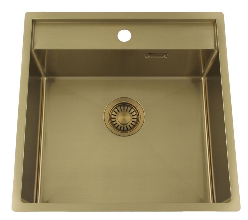 Pure.Sink Luxion Lavello dorato 51x50 cm Tapwing con foro per rubinetto PLX5150T-60