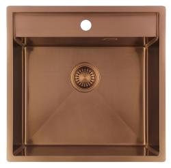 Pure.Sink Luxion Lavello in rame 51x50 cm Tapwing con foro per rubinetto PLX5150T-62