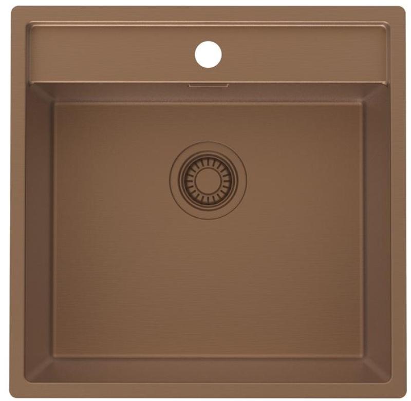 Pure.Sink Luxion Lavello in rame 51x50 cm Tapwing con foro per rubinetto PLX5150T-62
