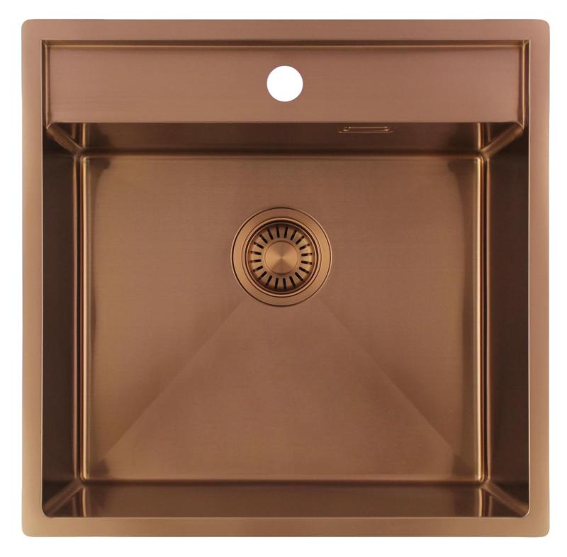 Pure.Sink Luxion Lavello in rame 51x50 cm Tapwing con foro per rubinetto PLX5150T-62