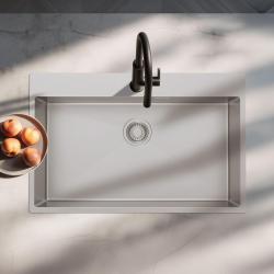 Pure.Sink Luxion Grande lavello in acciaio inox 78x50 cm Tapwing con foro per rubinetto PLX7850T-02