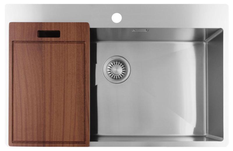 Pure.Sink Luxion Grande lavello in acciaio inox 78x50 cm Tapwing con foro per rubinetto PLX7850T-02