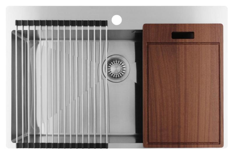 Pure.Sink Luxion Grande lavello in acciaio inox 78x50 cm Tapwing con foro per rubinetto PLX7850T-02