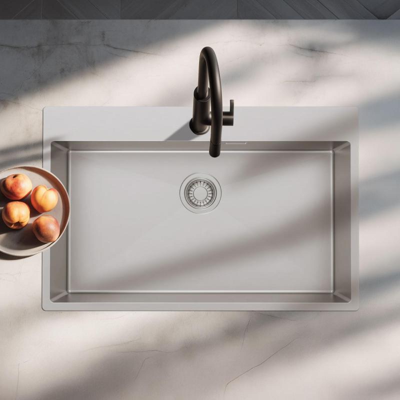 Pure.Sink Luxion Grande lavello in acciaio inox 78x50 cm Tapwing con foro per rubinetto PLX7850T-02