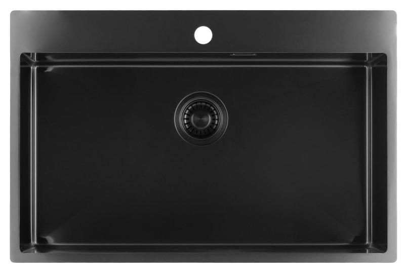 Pure.Sink Luxion PVD Grande lavello nero 78x50 cm Tapwing con foro per rubinetto PLX7850T-63