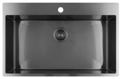 Pure.Sink Luxion Grande lavello Gun metal 78x50 cm Tapwing con foro per rubinetto PLX7850T-61