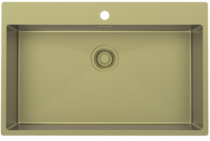 Pure.Sink Luxion Grande lavello dorato 78x50 cm Tapwing con foro per rubinetto PLX7850T-60