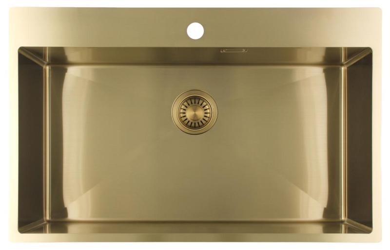 Pure.Sink Luxion Grande lavello dorato 78x50 cm Tapwing con foro per rubinetto PLX7850T-60