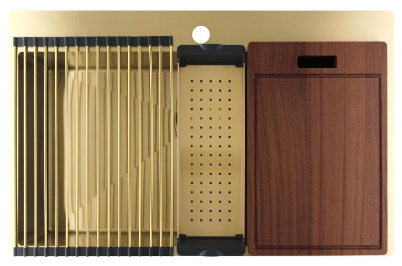 Pure.Sink Luxion Grande lavello dorato 78x50 cm Tapwing con foro per rubinetto PLX7850T-60