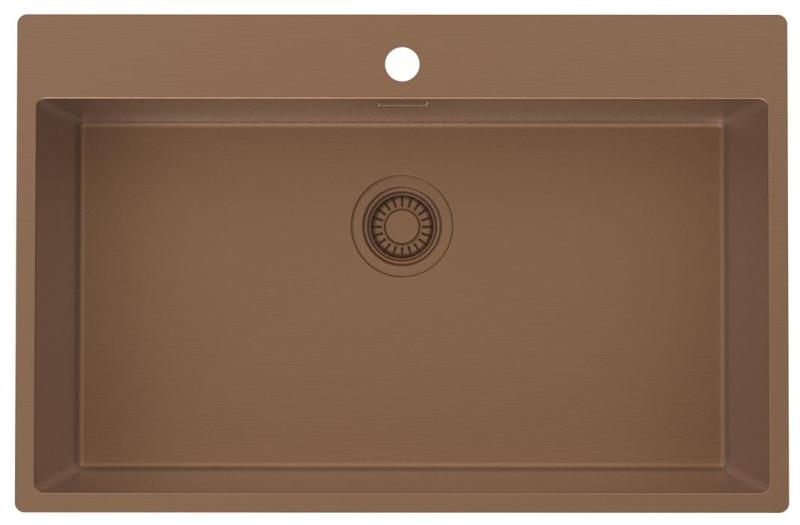 Pure.Sink Luxion Grande lavello in rame 78x50 cm Tapwing con foro per rubinetto PLX7850T-62