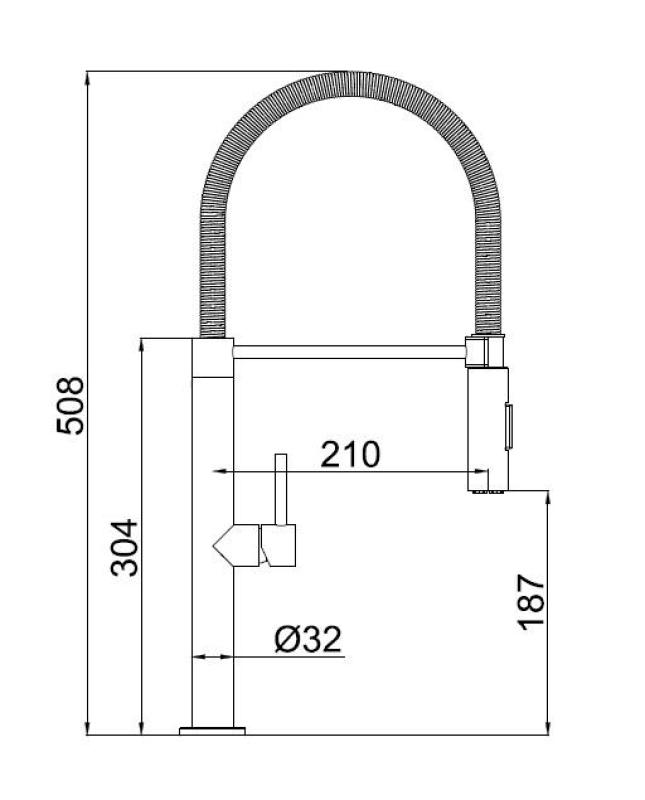 Pure.Sink Luxion Rubinetto da cucina in acciaio inossidabile massiccio con bocca flessibile e 2 tipi di getto PLXFLEX-02