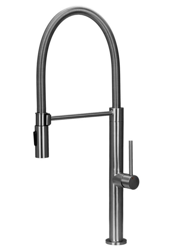 Pure.Sink Luxion Rubinetto da cucina in acciaio inossidabile massiccio con bocca flessibile e 2 tipi di getto PLXFLEX-02