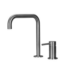 Pure.Sink Luxion Rubinetto da cucina in acciaio inossidabile massiccio a 2 fori con bocca a U PLX2HU-02