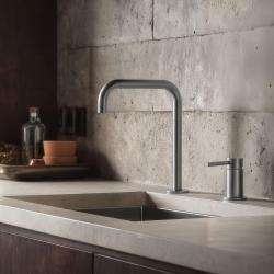 Pure.Sink Luxion Rubinetto da cucina in acciaio inossidabile massiccio a 2 fori con bocca a U PLX2HU-02