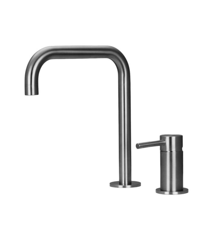 Pure.Sink Luxion Rubinetto da cucina in acciaio inossidabile massiccio a 2 fori con bocca a U PLX2HU-02