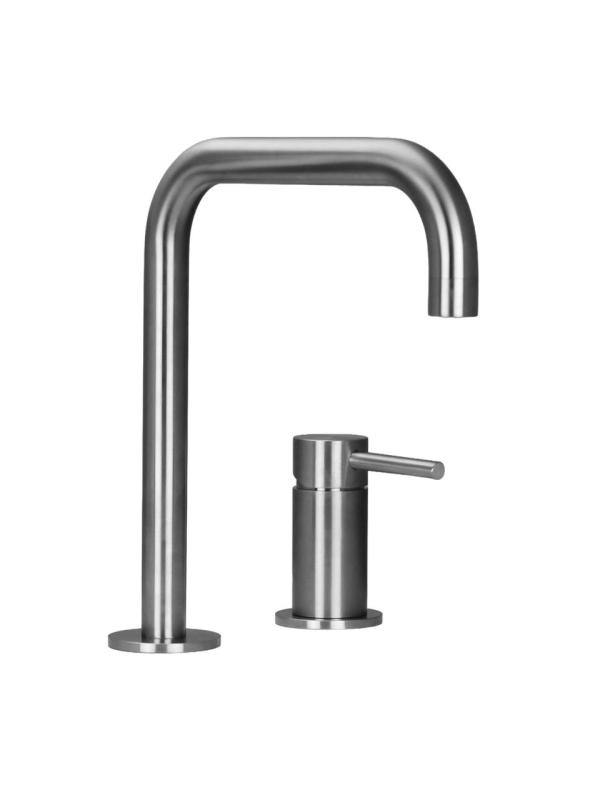 Pure.Sink Luxion Rubinetto da cucina in acciaio inossidabile massiccio a 2 fori con bocca a U PLX2HU-02