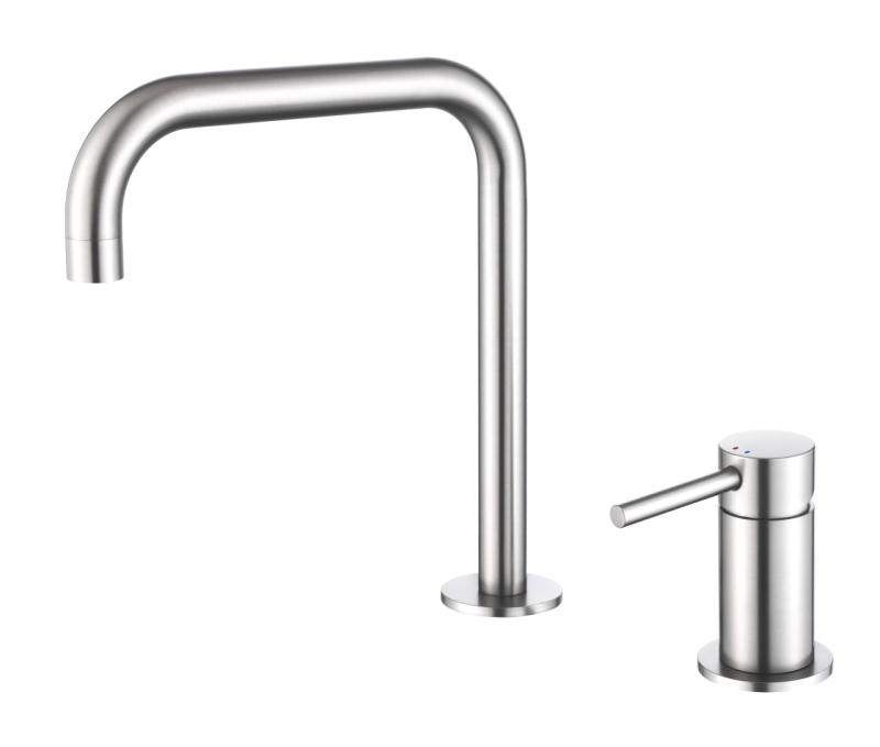 Pure.Sink Luxion Rubinetto da cucina in acciaio inossidabile massiccio a 2 fori con bocca a U PLX2HU-02
