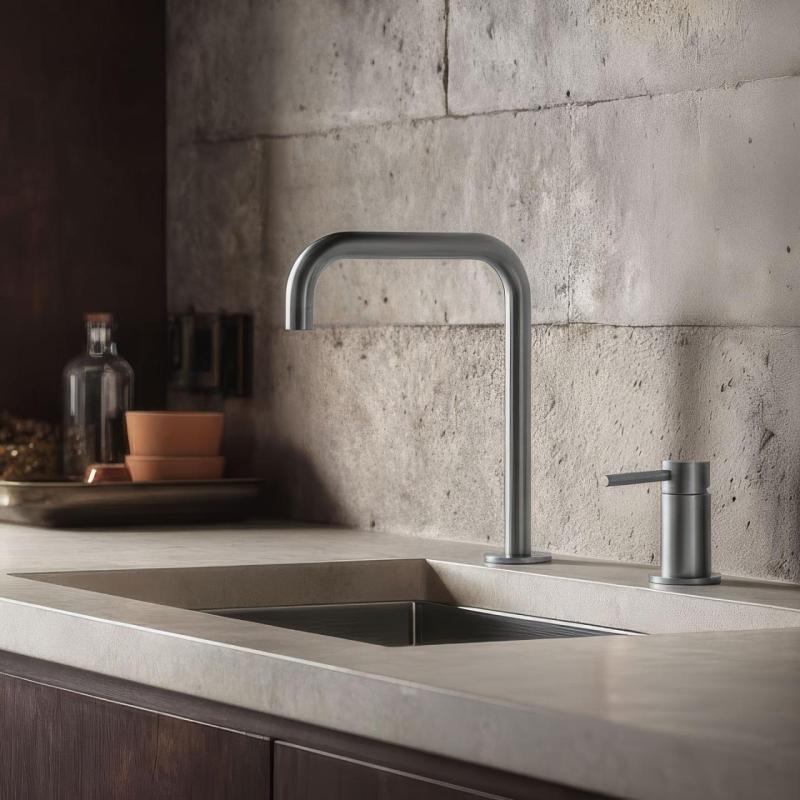 Pure.Sink Luxion Rubinetto da cucina in acciaio inossidabile massiccio a 2 fori con bocca a U PLX2HU-02