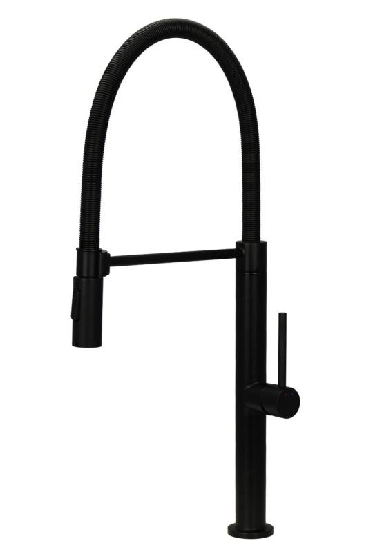 Pure.Sink Luxion Rubinetto da cucina nero opaco profi con bocca flessibile e 2 tipi di getto PLXFLEX-10