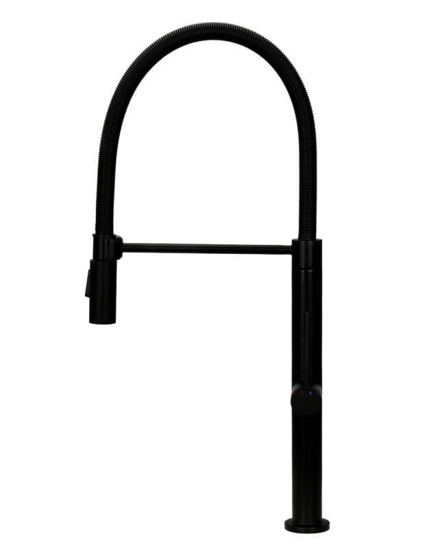 Pure.Sink Luxion Rubinetto da cucina nero opaco profi con bocca flessibile e 2 tipi di getto PLXFLEX-10