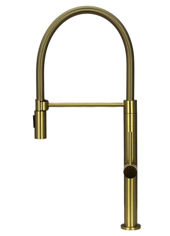 Pure.Sink Luxion Rubinetto da cucina dorato Profi con bocca flessibile e 2 tipi di getto PLXFLEX-60