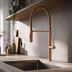 Pure.Sink Luxion Rubinetto da cucina in rame profi con bocca flessibile e 2 tipi di getto PLXFLEX-62