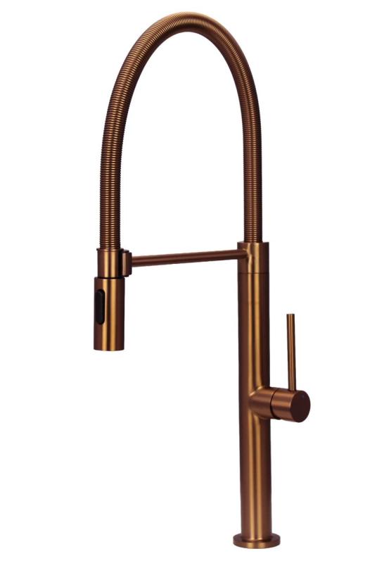 Pure.Sink Luxion Rubinetto da cucina in rame profi con bocca flessibile e 2 tipi di getto PLXFLEX-62