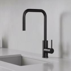 Pure.Sink Luxion Rubinetto da cucina nero opaco quadrato con bocca estraibile PLXSQUA-10