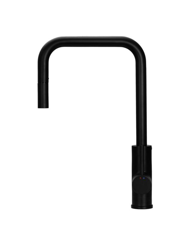 Pure.Sink Luxion Rubinetto da cucina nero opaco quadrato con bocca estraibile PLXSQUA-10