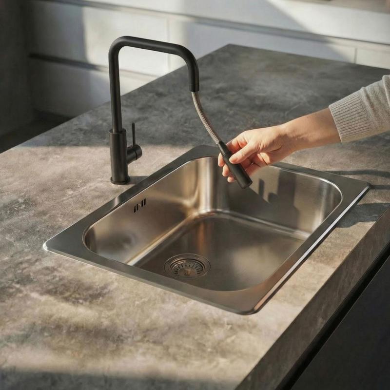 Pure.Sink Luxion Rubinetto da cucina nero opaco quadrato con bocca estraibile PLXSQUA-10