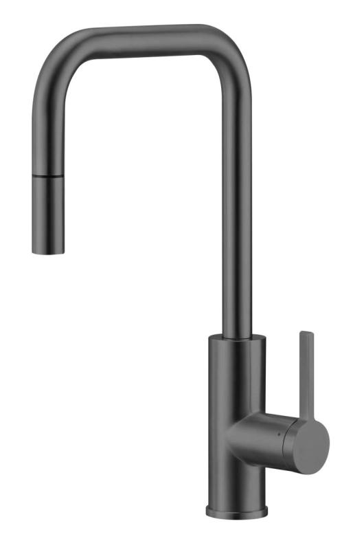 Pure.Sink Luxion Rubinetto da cucina Gun metal quadrato con bocca estraibile PLXSQUA-61
