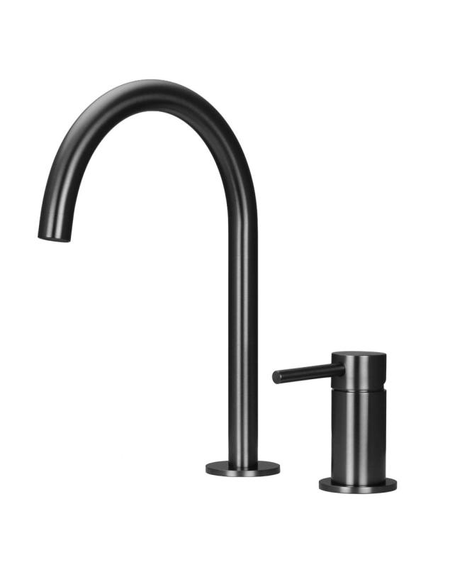 Pure.Sink Luxion Rubinetto da cucina Gun metal a 2 fori con bocca rotonda PLX2HR-61
