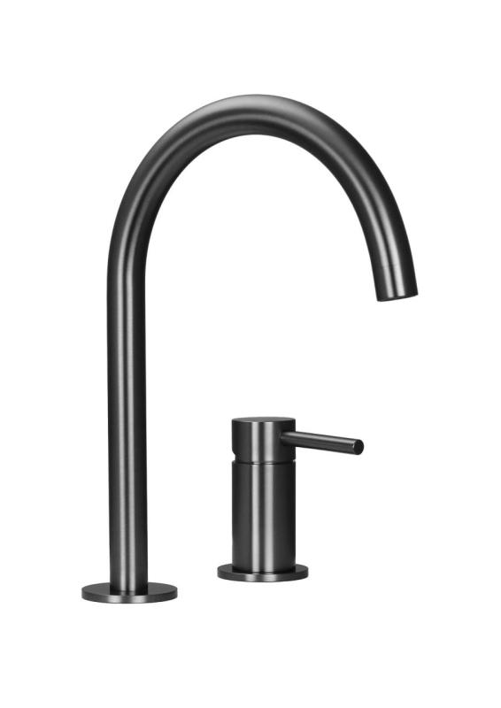 Pure.Sink Luxion Rubinetto da cucina Gun metal a 2 fori con bocca rotonda PLX2HR-61