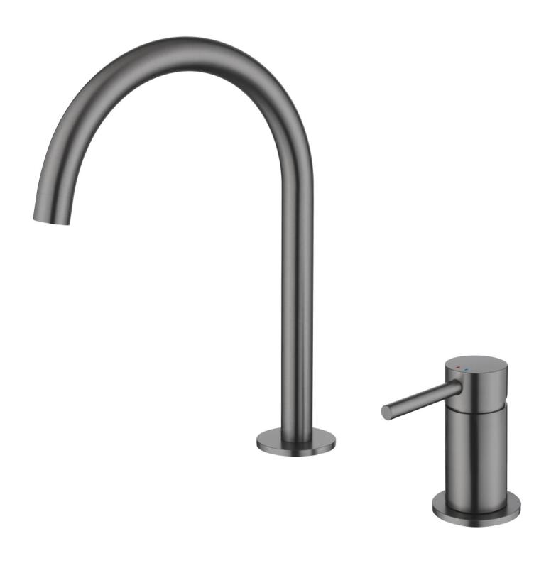 Pure.Sink Luxion Rubinetto da cucina Gun metal a 2 fori con bocca rotonda PLX2HR-61