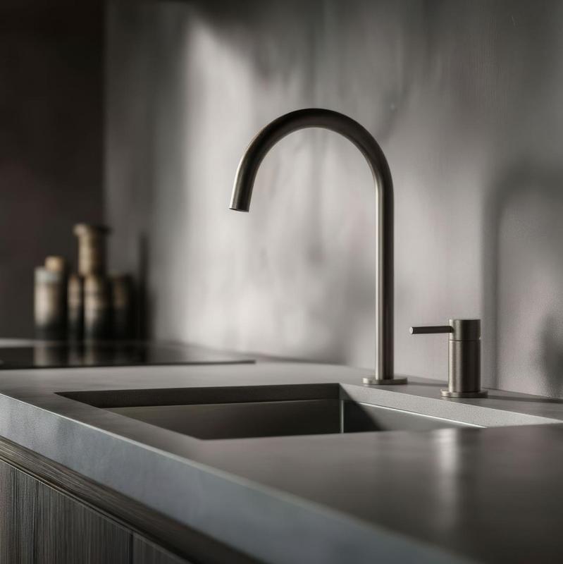 Pure.Sink Luxion Rubinetto da cucina Gun metal a 2 fori con bocca rotonda PLX2HR-61