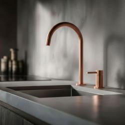 Pure.Sink Luxion Rubinetto da cucina in ottone a 2 fori con bocca di erogazione rotonda PLX2HR-62