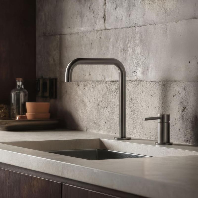 Pure.Sink Luxion Rubinetto da cucina Gun metal a 2 fori con bocca a U PLX2HU-61